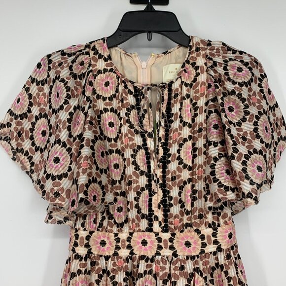 Kate Spade Dress Silk By The Pool Floral Print Mosaic Flutter NWT - Picture 4 of 13